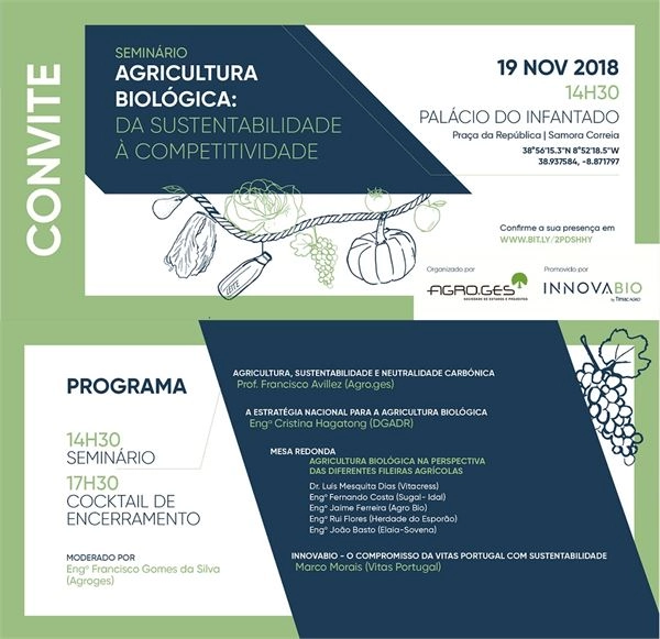 Agricultura Biológica em debate - 19 de Novembro no Palácio do Infantado em Samora Correia